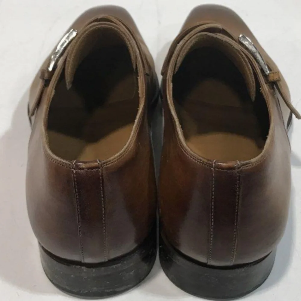 Men's Magnanni Brown Leather Monk Strap Dress Shoes Size 13M